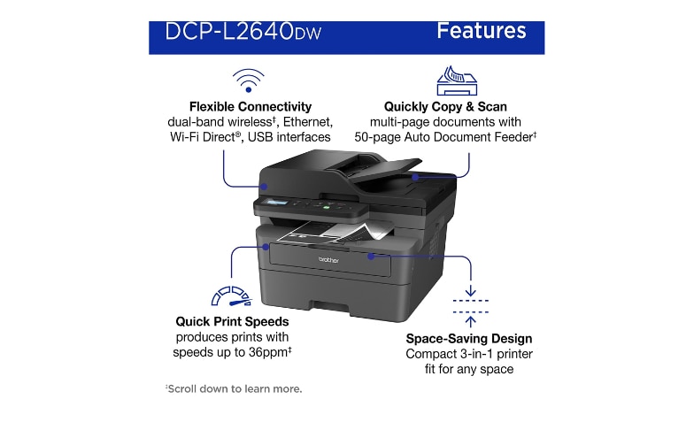 Brother DCP-L2640DW - multifunction printer - B/W - DCPL2640DW - Laser  Printers - CDW.com