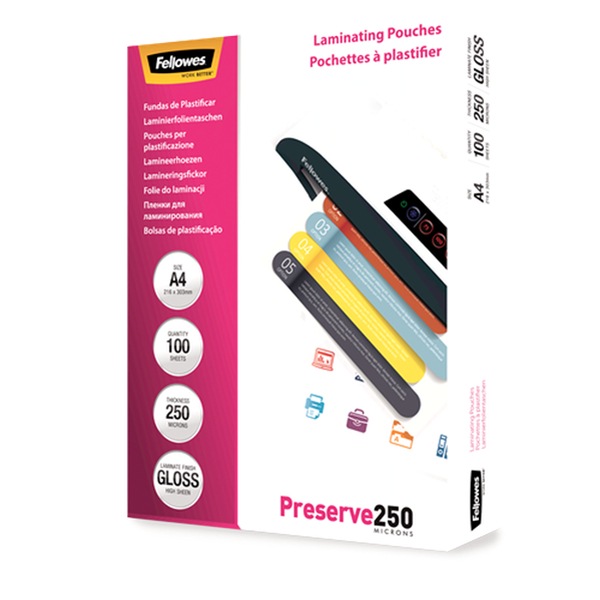 Fellowes 250 Micron Laminating Pouch - 100 Pack