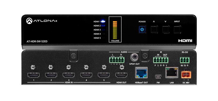 Atlona 4K HDR 5x2 HDMI Matrix Switcher with HDMI and HDBaseT Outputs