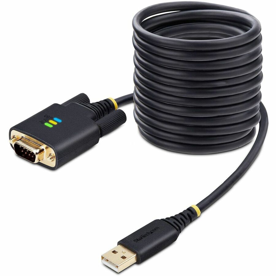 StarTech.com 10ft/3m USB to Serial Adapter Cable, COM Retention, FTDI, RS232, Changeable Screw/Nuts, Windows/macOS/Linux
