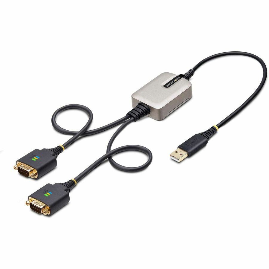 StarTech.com 2ft (60cm) 2-Port USB to Serial Adapter Cable, COM Retention, FTDI, RS232, Interchangeable DB9 Screw/Nuts
