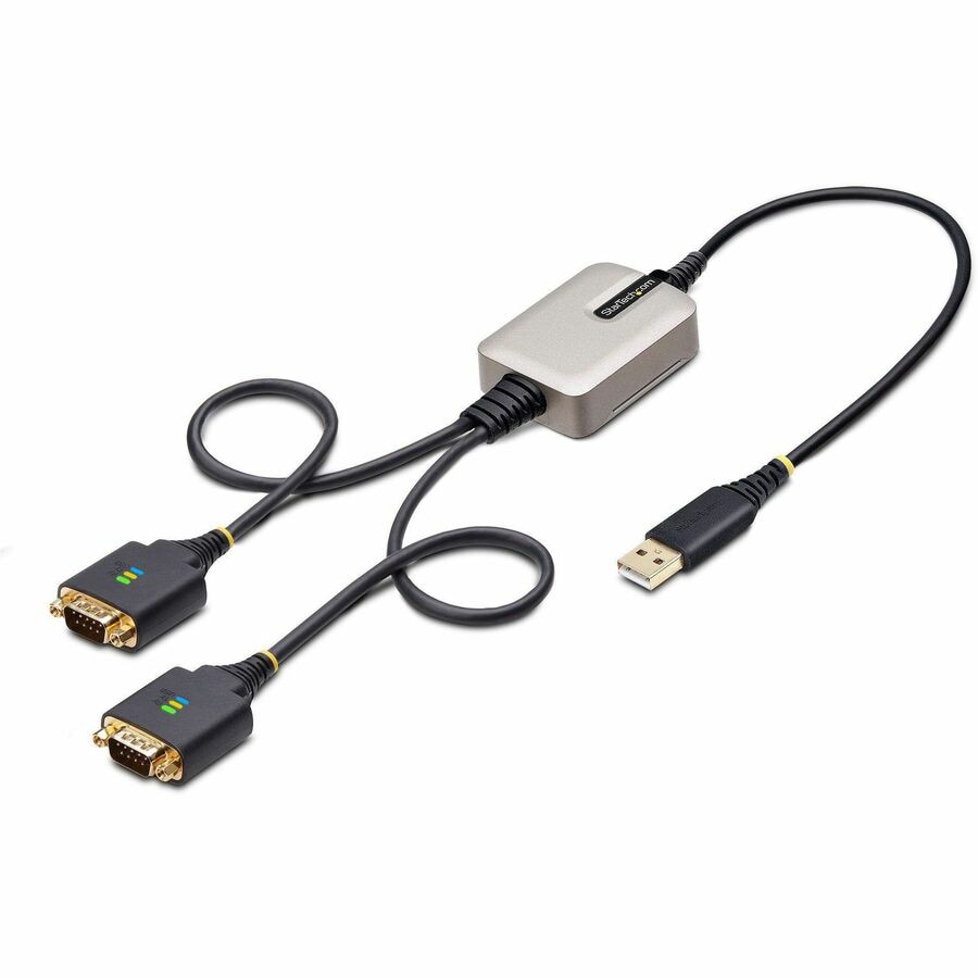 StarTech.com 2ft (60cm) 2-Port USB to Serial Adapter Cable, COM Retention,