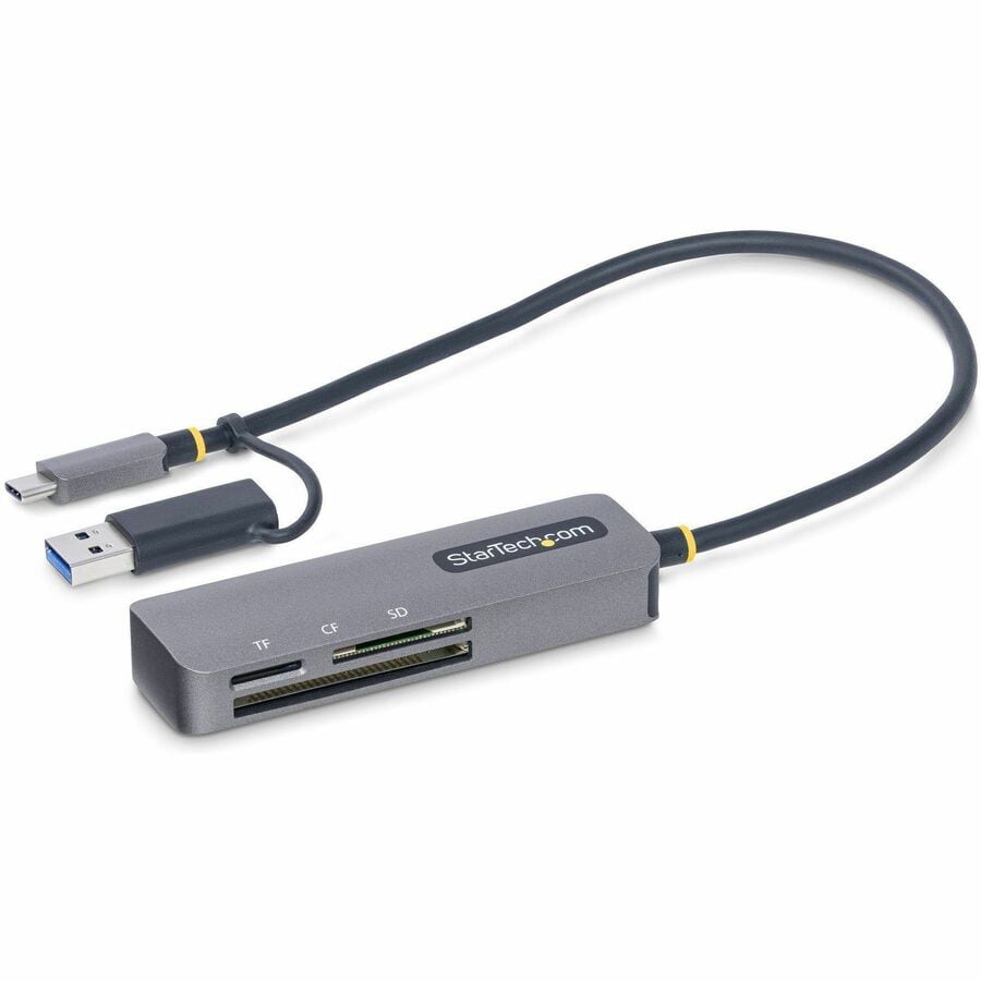StarTech.com USB 3.0 Multi-Media Memory Card Reader, SD/microSD/CompactFlash, USB-C Card Reader w/Attached USB-A Adapter