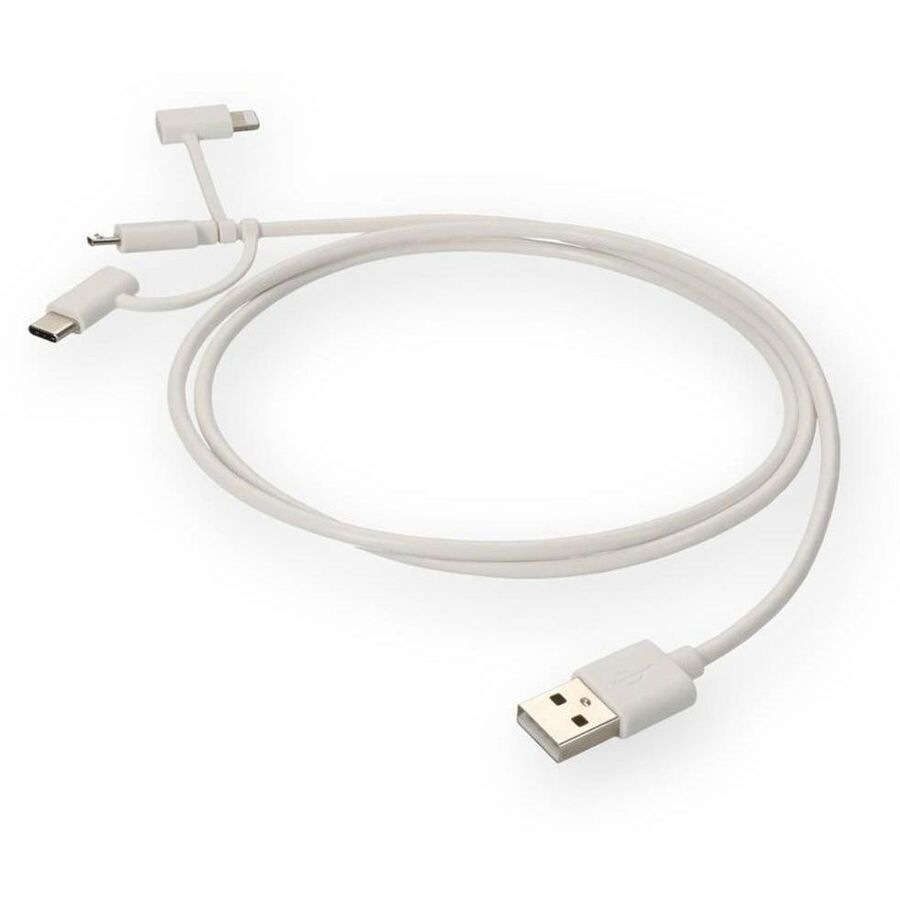 Proline 1m USB-A 2.0 to Lightning, USB-C 3.1, Micro-USB 2.0 (B) Male to Male White Cable
