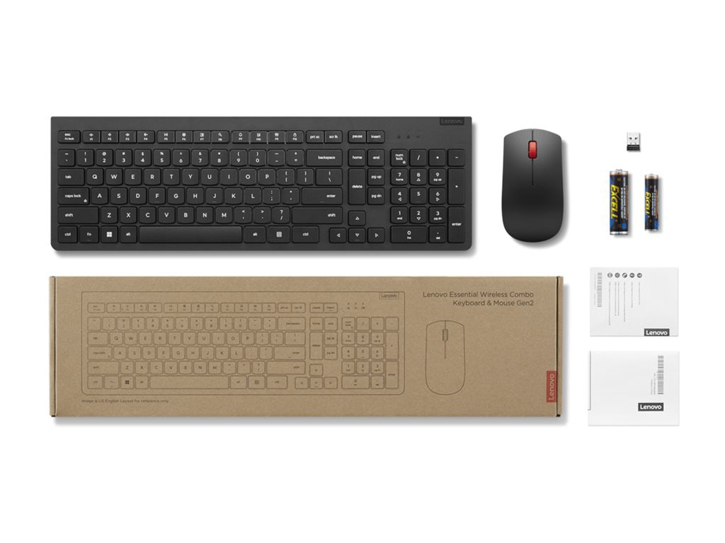 Thumbnail 6 of 8 for Lenovo Essential Wireless Combo Gen 2 - keyboard and mouse set - QWERTY - US English - black Input Device