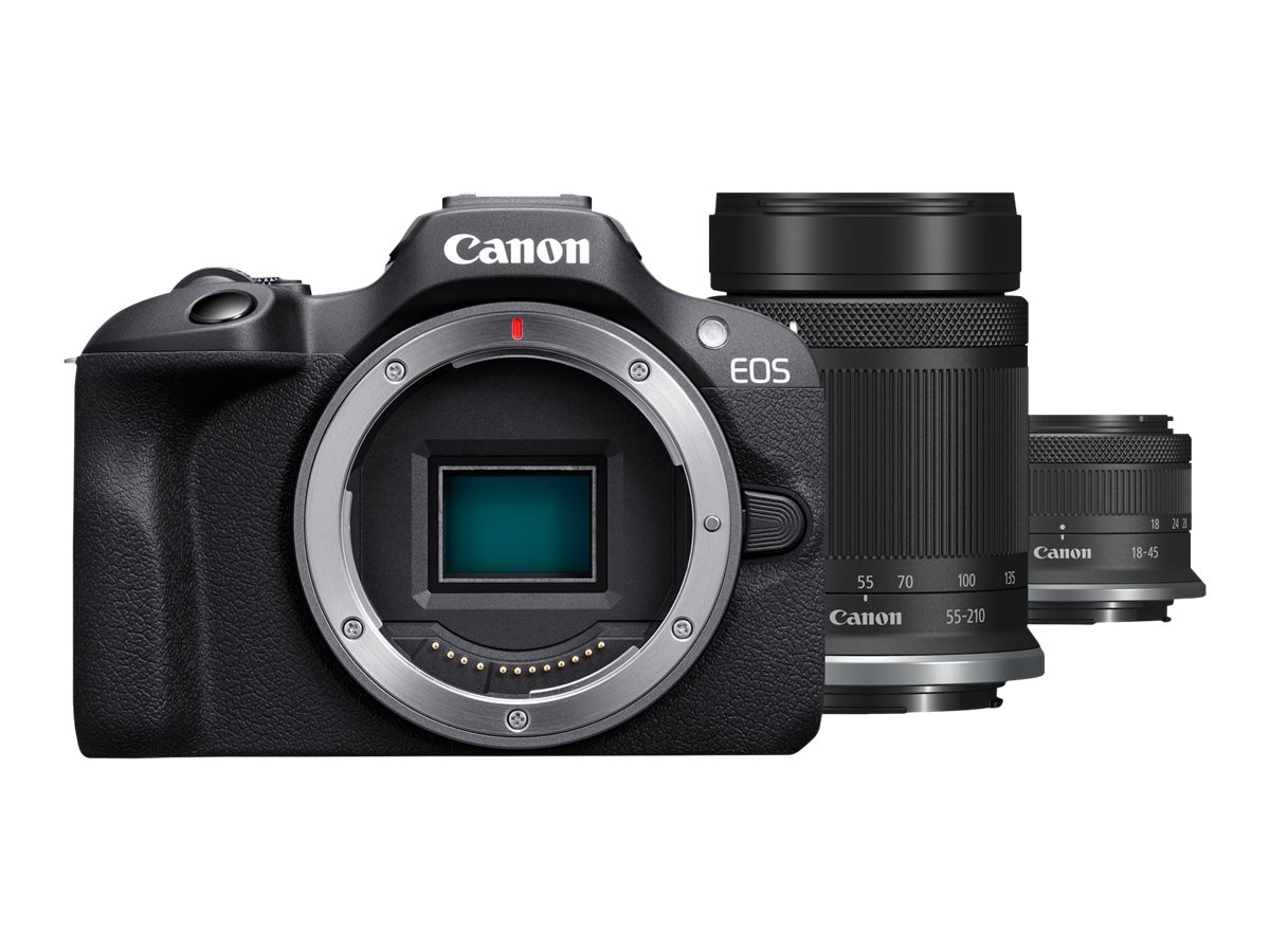 Canon EOS R100 - digital camera RF-S 18-45mm F4.5-6.3 IS STM lens, 55-210mm F5.0-7.1 IS STM lens