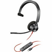 Poly Blackwire 3310 Monaural Microsoft Teams Certified USB-C Headset +USB-C/A Adapter