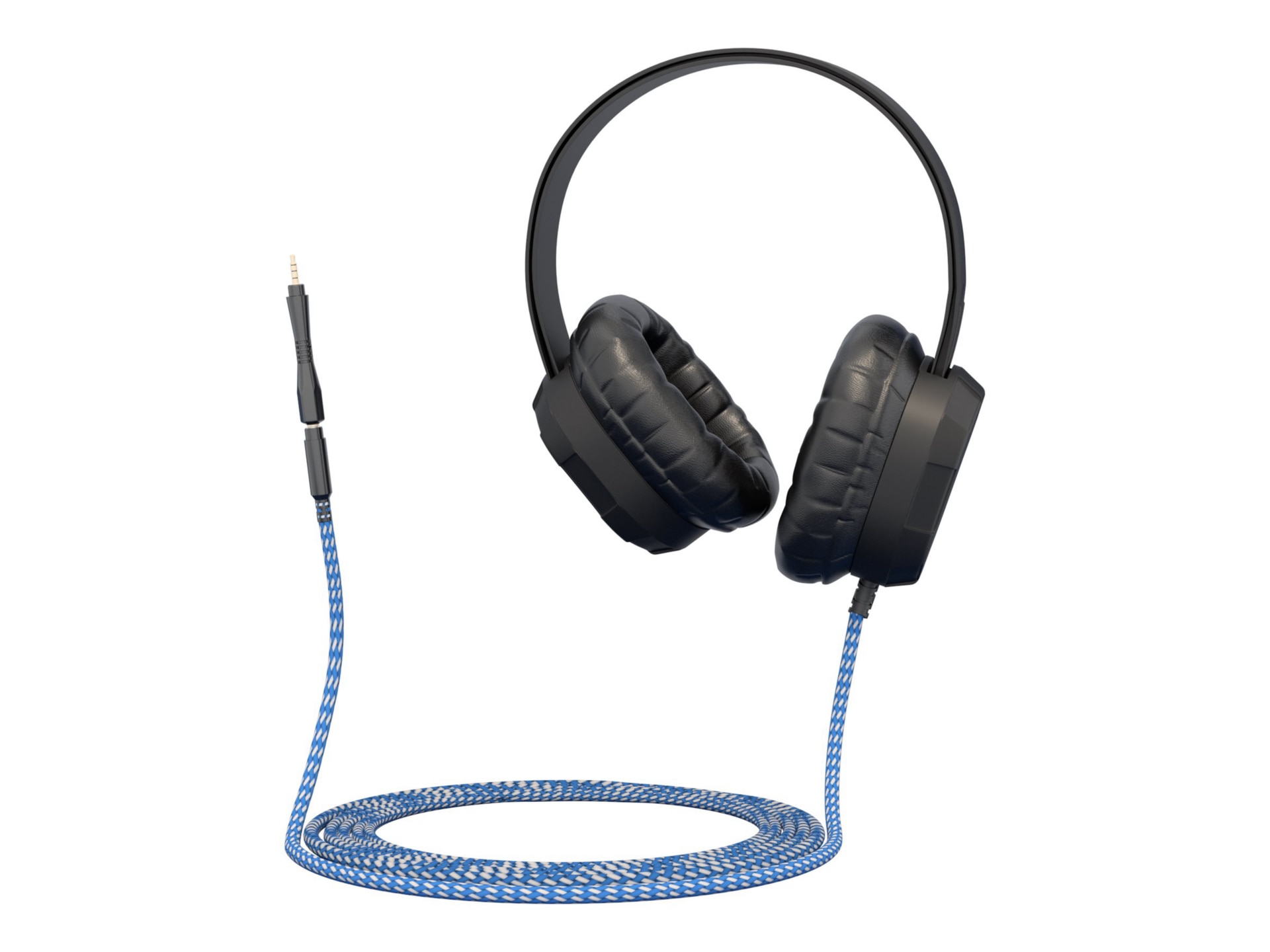 Thumbnail 2 of 11 for Extreme Headphone w/braided cable, (No volume control, no mic) w/ 3.5mm connector, breakaway adapter (Black)