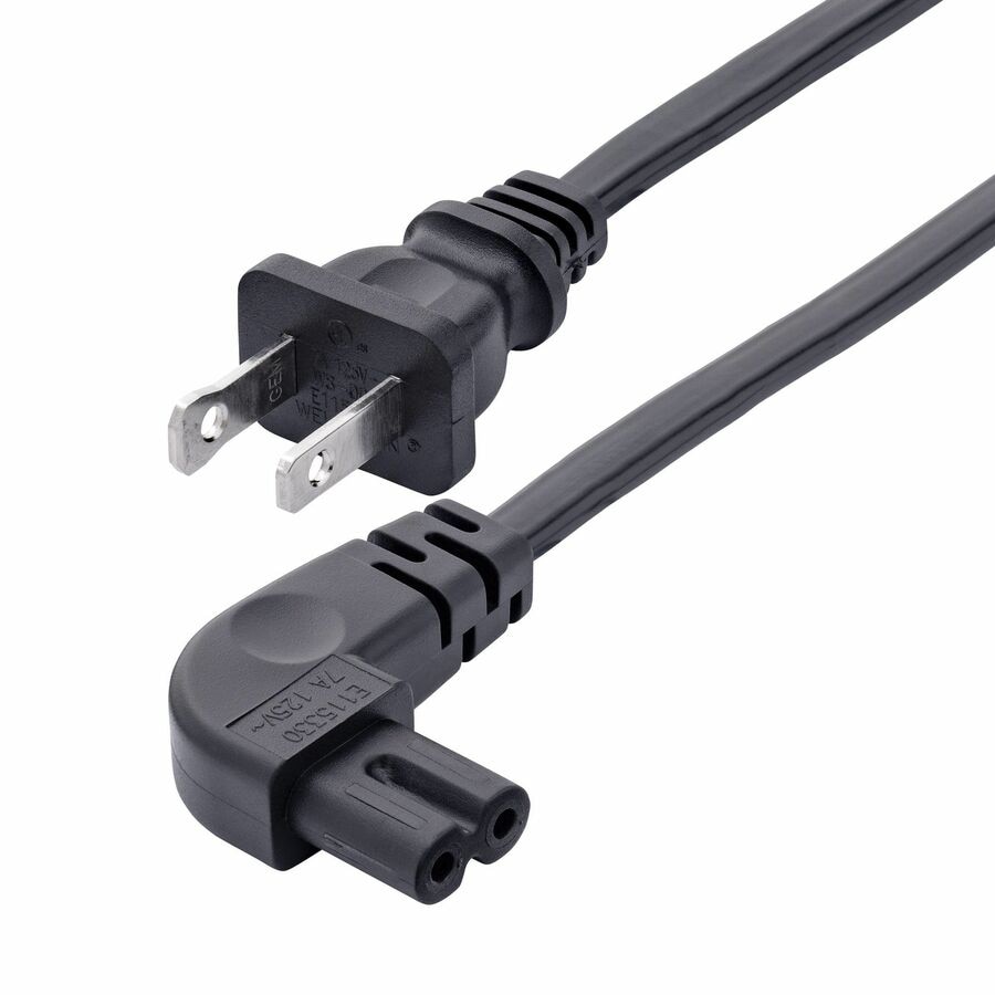 Thumbnail 2 of 5 for StarTech.com 10ft (3m) Laptop Power Cord, NEMA 1-15P to Right Angle C7, 7A 125V, 18AWG, Charger Cable, UL Listed, TAA