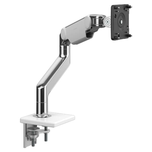 Humanscale M8.1 Clamp Mount Monitor Arm - Polished Aluminum with White Trim