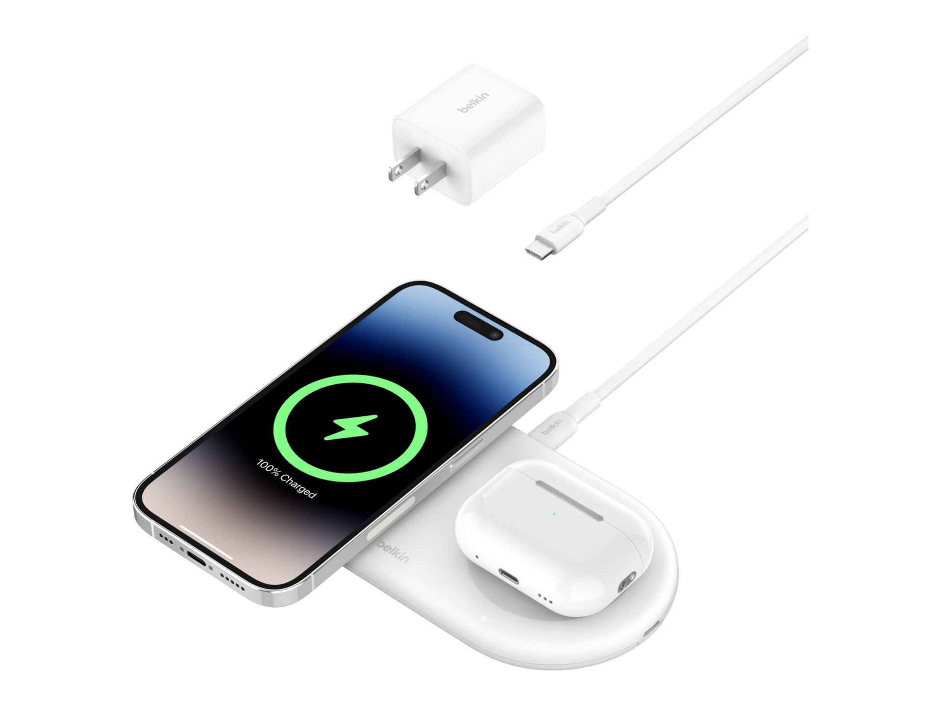 Belkin BoostCharge Pro 2-in-1 wireless charging pad - magnetic - + AC power adapter - 15 Watt