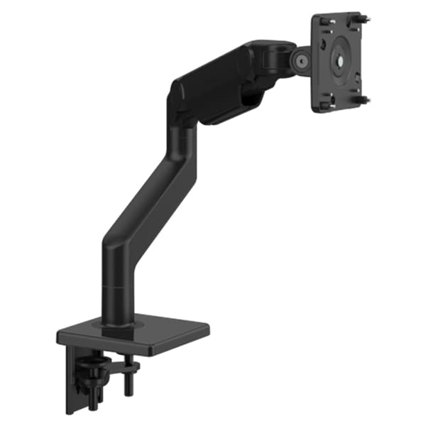 Humanscale M8.1 Adjustable Dual Monitor Arm with Two-Piece Clamp Mount Base for Single Monitor - Black with Black Trim