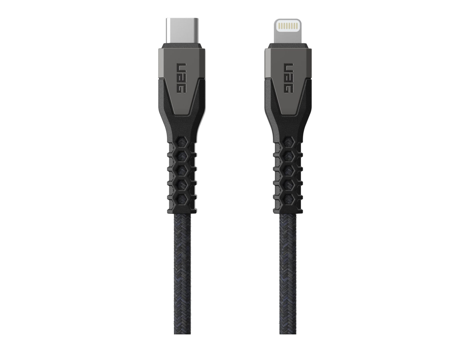 UAG Rugged 5ft Charging Cable USB-C to Lightning - Kevlar Core - Black/Grey
