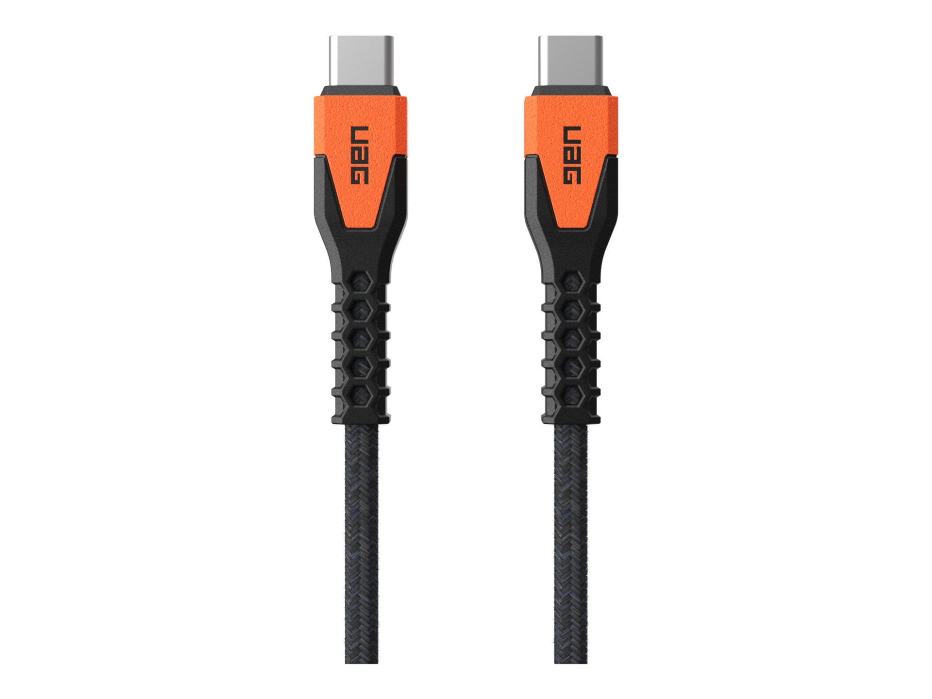 UAG Rugged 5ft Charging Cable USB-C to USB-C - Kevlar Core - Black/Orange