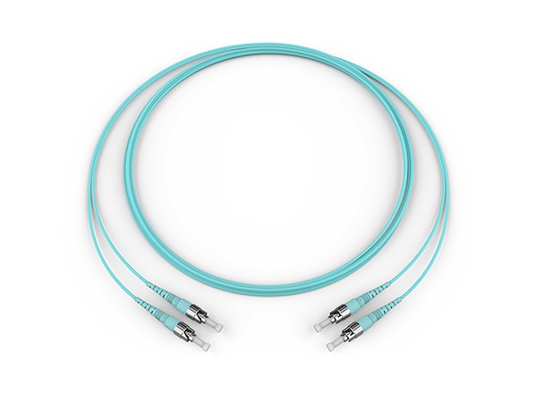 Corning 1m ST to ST OM3 Duplex Fiber Optic Cable - Aqua