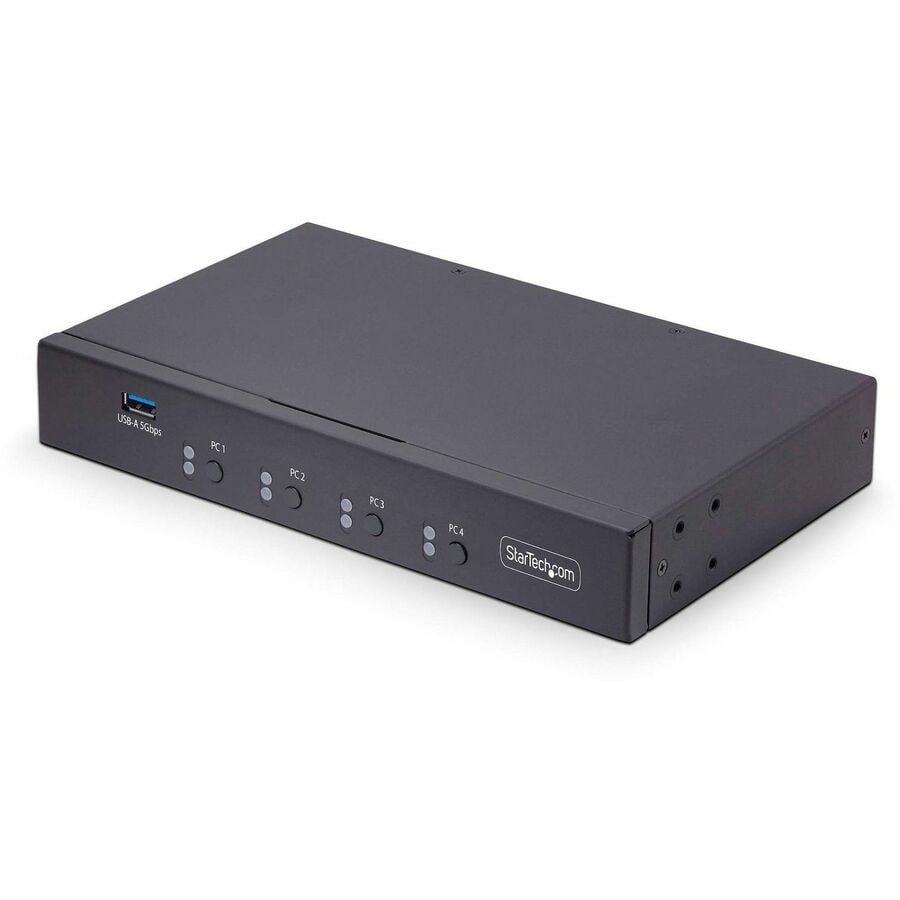 StarTech.com 4-Port KM Switch with Mouse Roaming, USB 3.0 Switcher for Keyboard/Mouse, 3.5mm/USB Audio, TAA Compliant