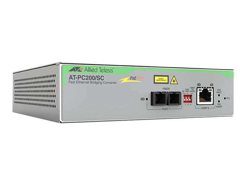 Allied Telesis AT PC200/SC - fiber media converter - 10Mb LAN, 100Mb LAN - TAA Compliant
