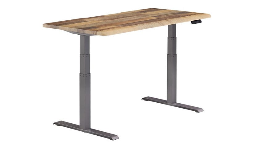 VARI - sit/standing desk - rectangular with contoured side - reclaimed wood