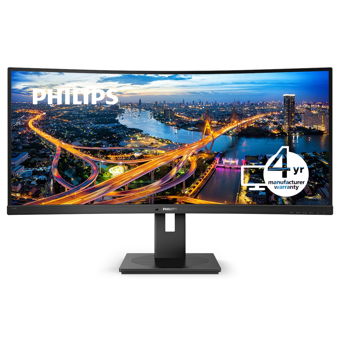 PHILIPS 346B1C/17 34 inch Monitor, Cuved, LED, UltraWide QHD, USB-C, 4 Year Manufacturer Warranty, TAA Compliant - 34"