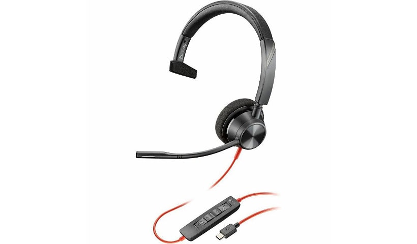 Poly Blackwire 3310 Monaural USB-C Headset +USBC/A Adapter