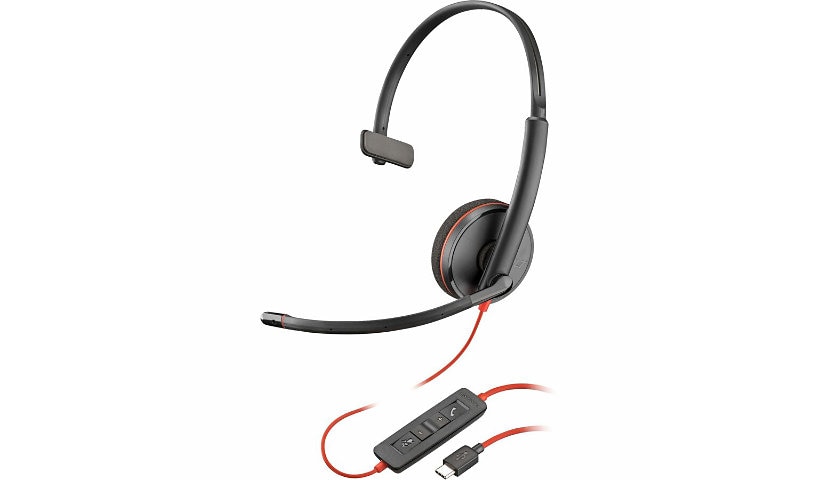 Poly Blackwire 3210 Monaural USB-C Headset +USBC/A Adapter
