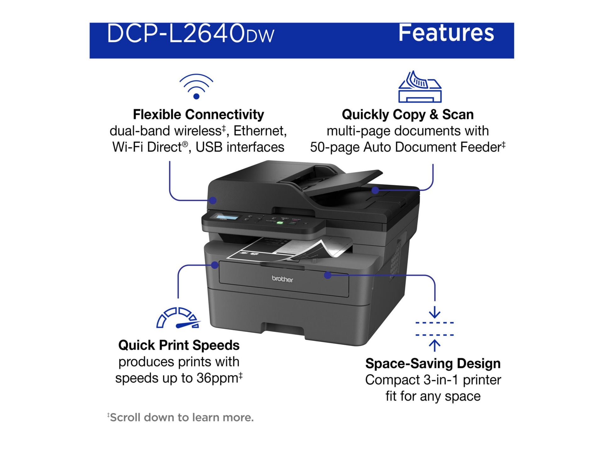 Brother DCP-L2640DW - multifunction printer - B/W