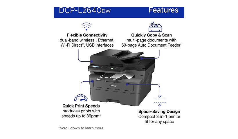 Brother DCP-L2640DW - imprimante multifonctions - Noir et blanc