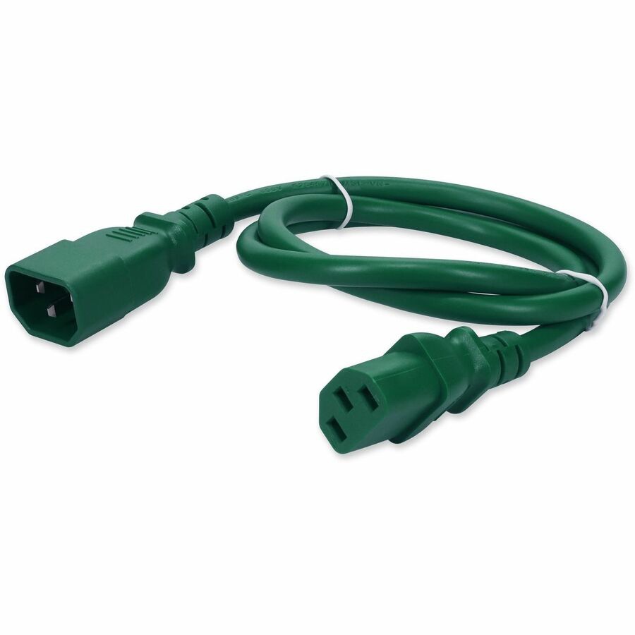 Proline 3ft C13 Female to C14 Male 14AWG 100-250V at 15A Green Power Cable