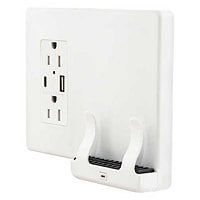 Hubbell Premise Wiring Combination Wireless Wall Mount Charger with USB Outlet - White