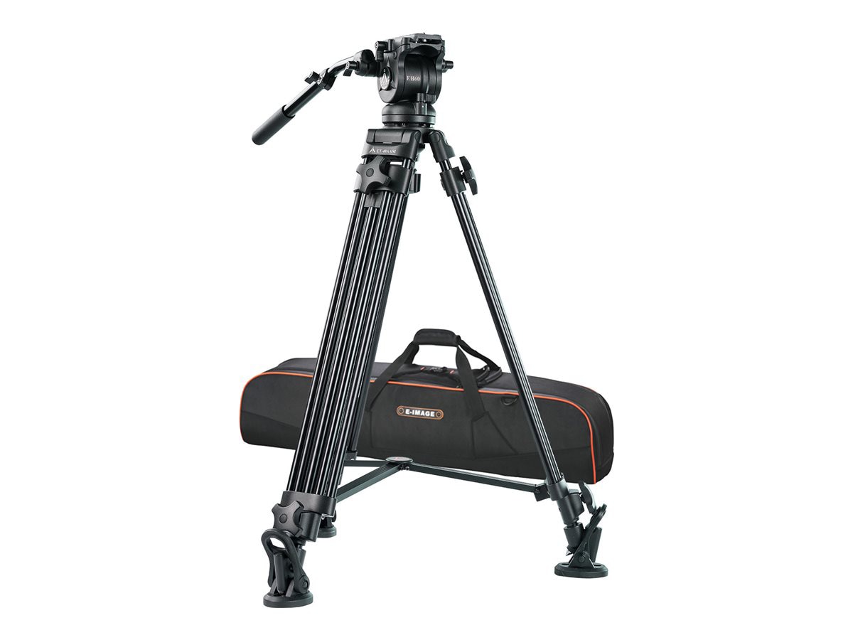E-Image EK60AAM tripod - 2-stage, aluminum, 75mm fluid head, 17.6bs payload, with counterbalance