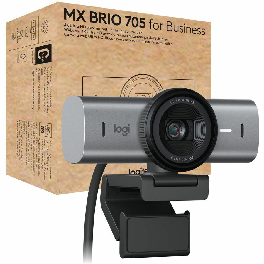 Logitech MX Brio 705 for Business 4K Webcam with Auto Light Correction, Ultra HD, Auto-Framing, Show Mode, USB-C, Works