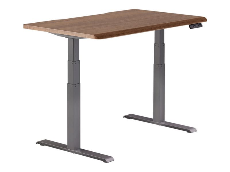 Vari - sit/standing desk - rectangular with contoured side - walnut