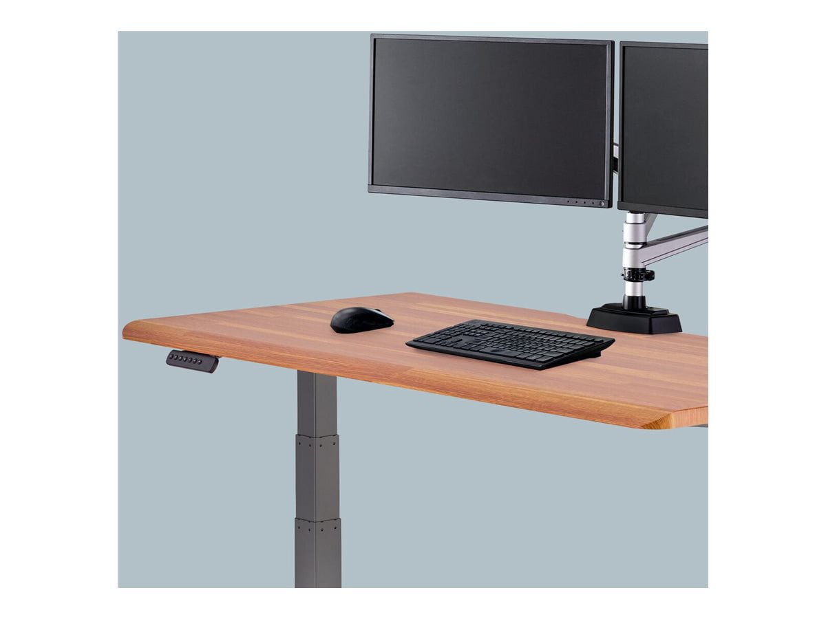 Vari - sit/standing desk - rectangular with contoured side - butcher block