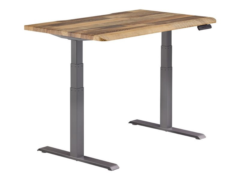 VARI - sit/standing desk - rectangular with contoured side - reclaimed wood