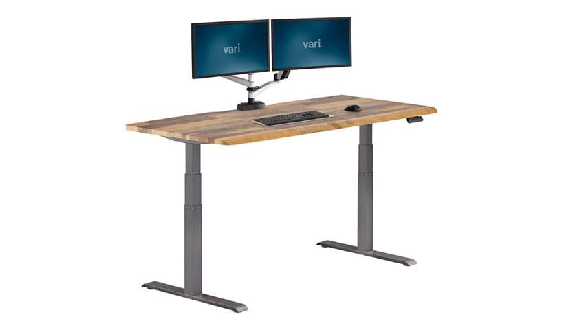 VARI - sit/standing desk - rectangular with contoured side - reclaimed wood