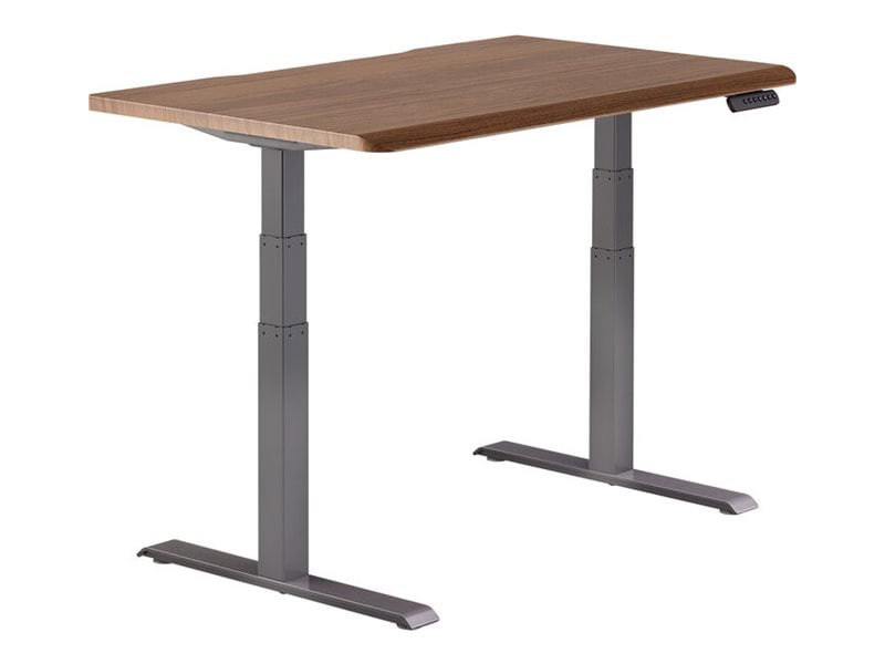 Vari - sit/standing desk - rectangular with contoured side - walnut