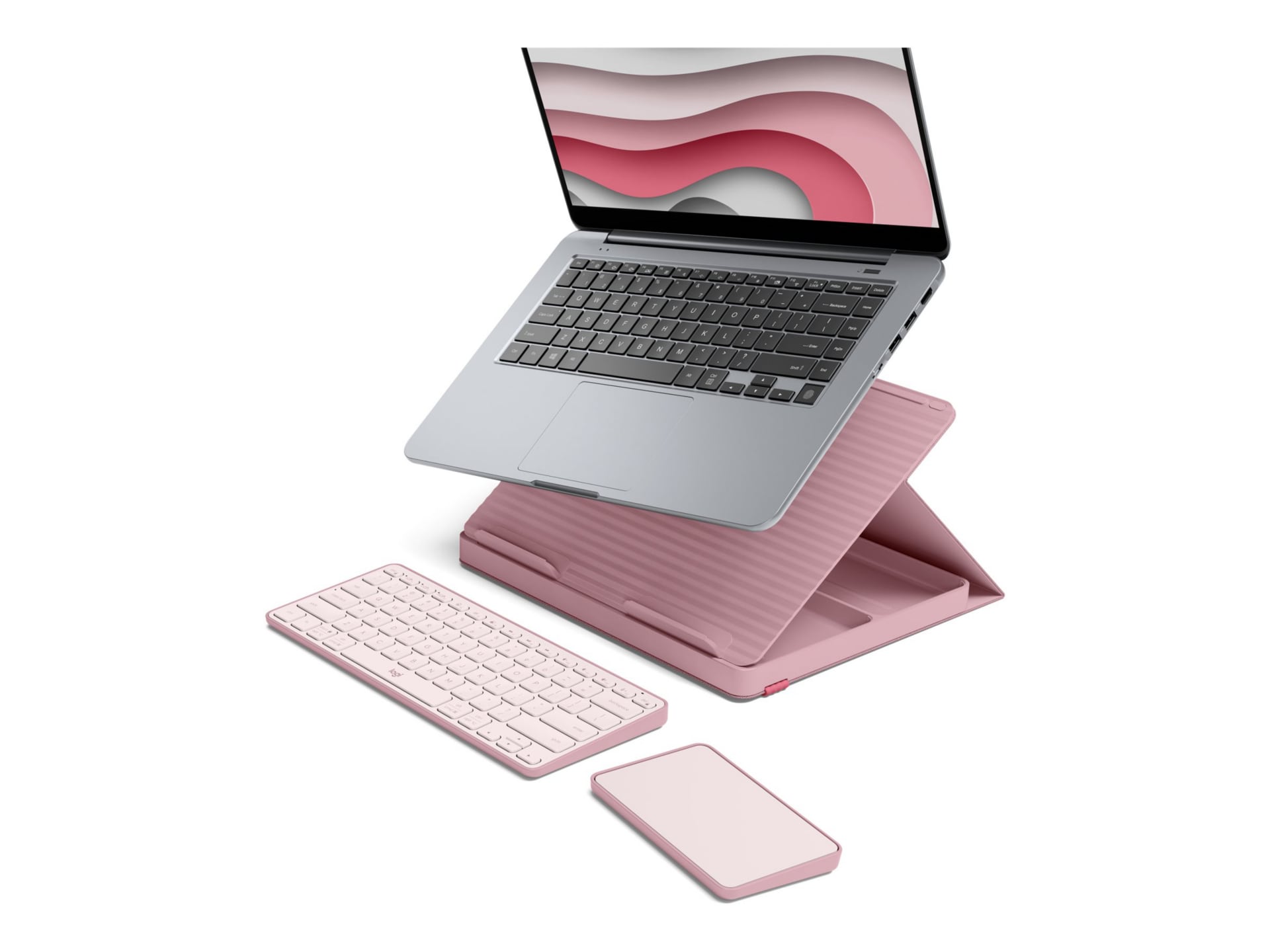 Logitech Casa Pop-Up Desk - keyboard and touchpad set - QWERTY - English - bohemian blush Input Device