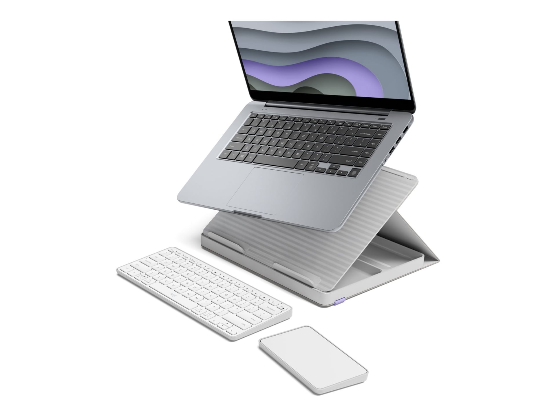 Logitech Casa Pop-Up Desk - keyboard and touchpad set - QWERTY - English - nordic calm Input Device