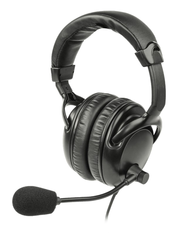 Listen Technologies Dual Over-Ear Headset with Boom Mic - Black
