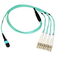 Axiom 2m MPO Female to 4 LC Multimode OM3 50/125 Fiber Optic Breakout Cable