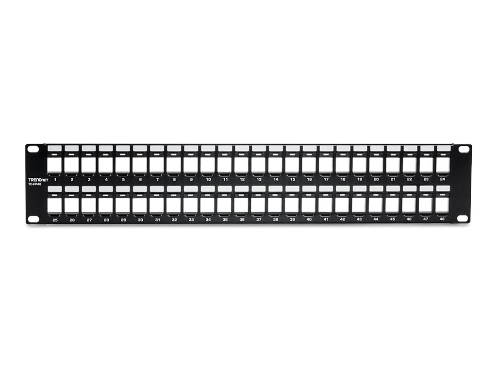 TRENDnet 48-Port Blank Keystone 2U HD Patch Panel, 2U 19" Rackmount Housing, HD Keystone Network Patch Panel,