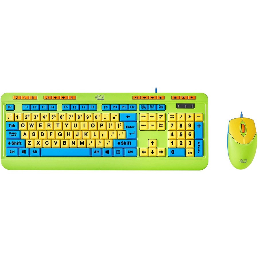 Adesso Antimicrobial Wired Kids Keyboard and Mouse Combo