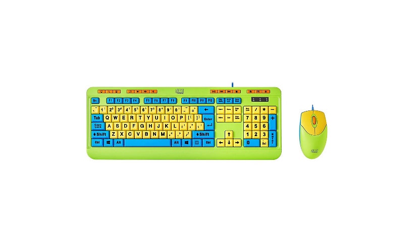 Adesso Antimicrobial Wired Kids Keyboard and Mouse Combo