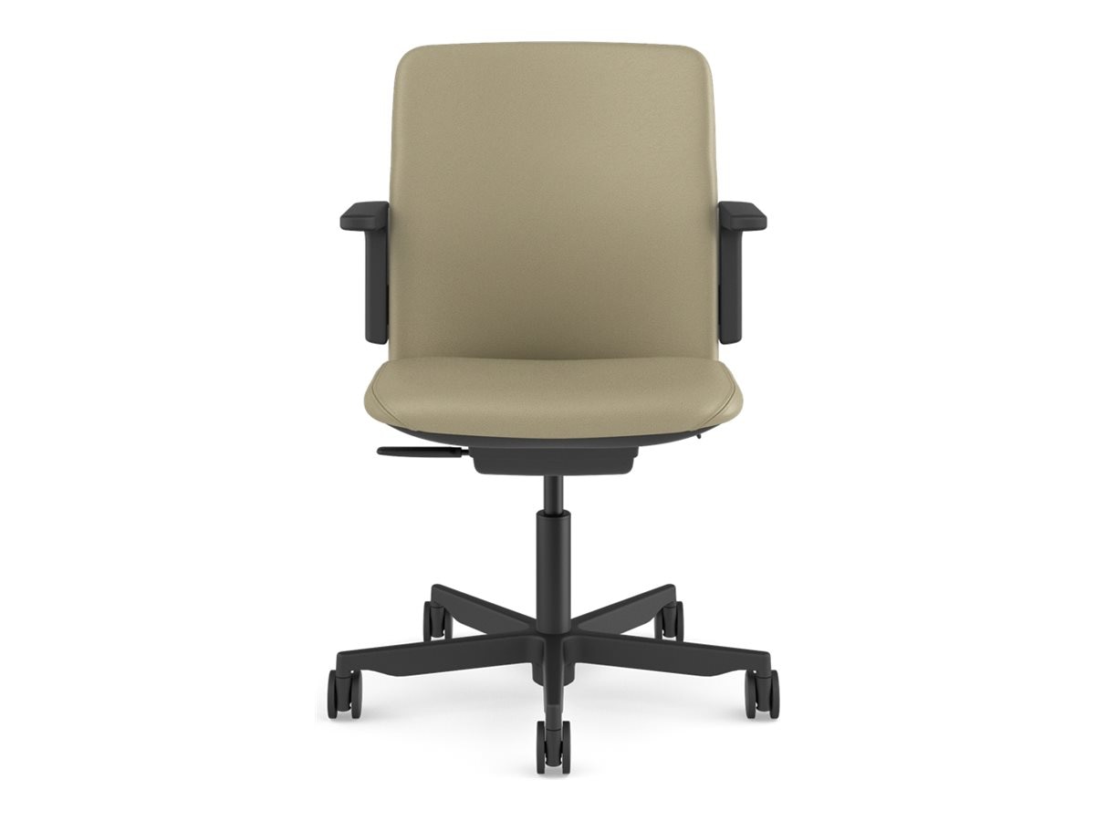 Humanscale Path - chair - corvara (chrome-free leather), ocean-bound recycled plastic - mineral, vanilla