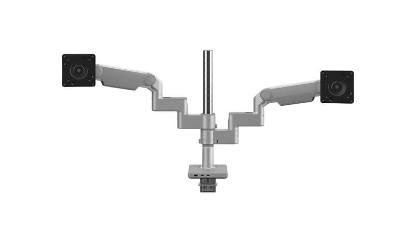 Humanscale M/FLEX M8.1 mounting kit - modular - for 2 flat panels - with charging hub - silver with gray trim
