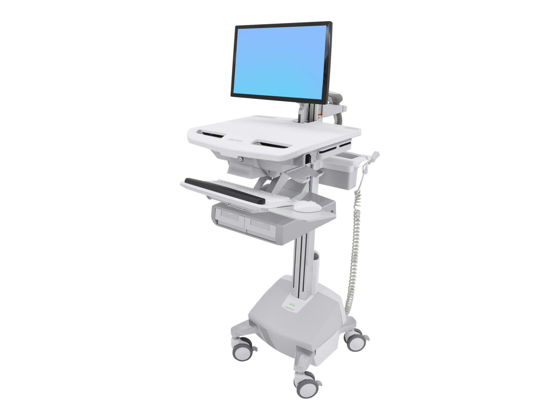 Ergotron StyleView Electric Lift Cart with LCD Arm, LiFe Powered, 2 Drawers