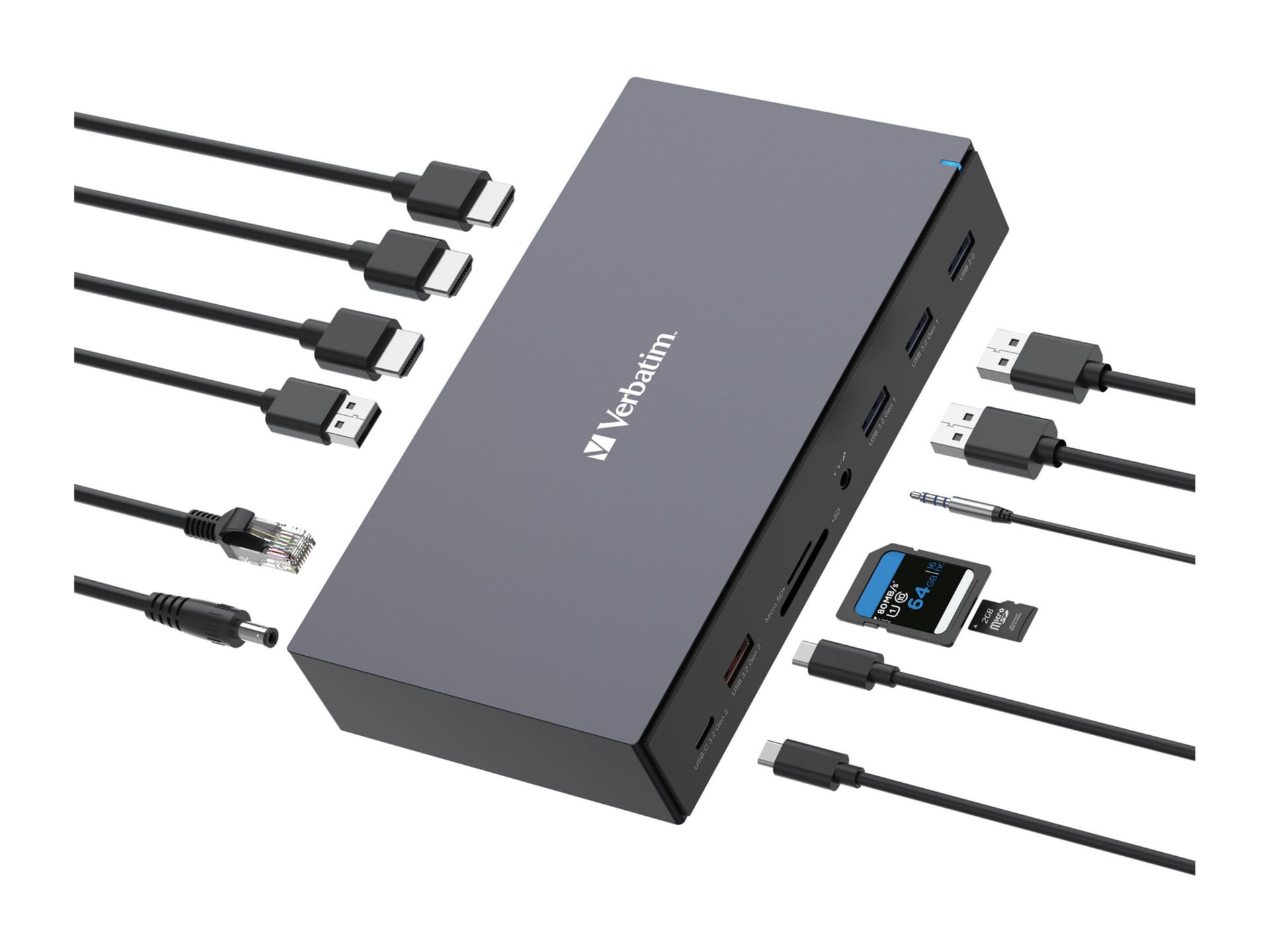 Verbatim Pro - docking station - USB-C - 3 x HDMI, 2 x DP - 1GbE