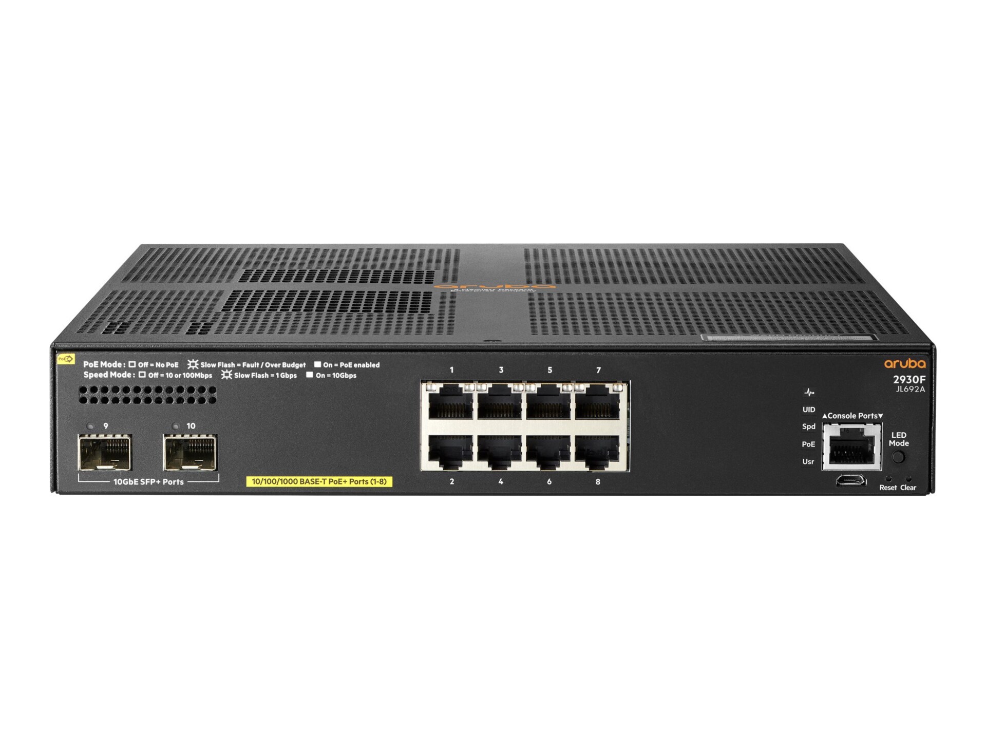 HPE Aruba 2930F 8G PoE+ 2SFP+ TAA - switch - 8 ports - managed - rack-mount