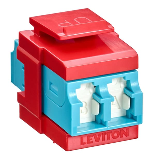 Leviton QUICKPORT OM3/4 Duplex LC Adapter - Aqua/Crimson Red
