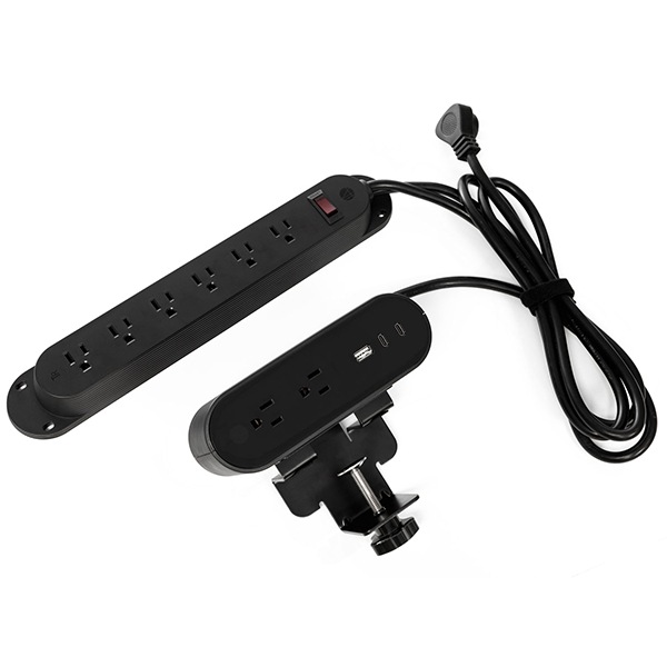 HAT Collective 9' Reya Power Strip with Hardwired Surface Module - Black